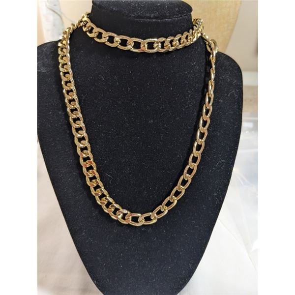 LONG GOLD FILLED PLATED LINKS CHAIN NECKLACE, UNMARKED, NO CLASP 28" LENGTH