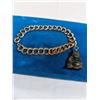 Image 2 : GOLD FILLED DOUBLE LINKS BRACELET W/ ONE CARVED GREEN JADE (NEPHRITE) STONE BHUDDA CHARM MARKED 1/20