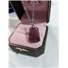 Image 3 : WHITE GOLD PLATED CHAIN W/ REVERSED CARVED DRAGON PENDANT NECKLACE, MARKED 18K GP