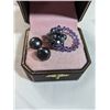 Image 2 : PAIR OF LARGE BLACK PEARLS EARRINGS AND RING