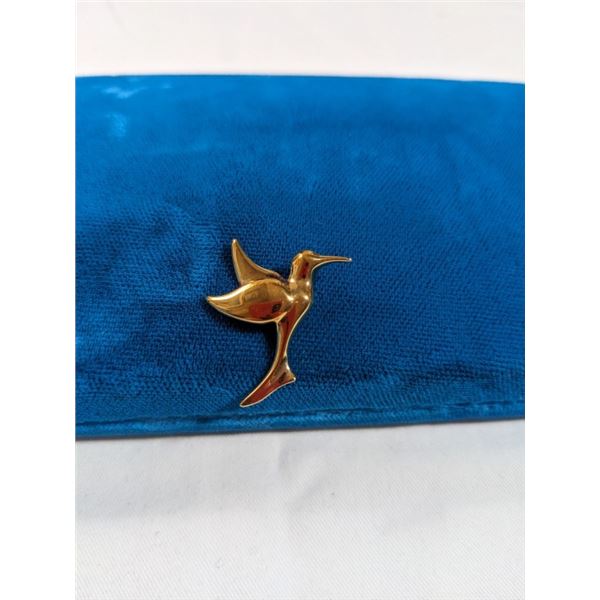 GOLD PLATED ON STERLING SILVER (TESTED) HUMMING BIRD PIN