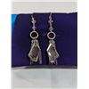 Image 1 : PAIR OF STERLING SILVER W/ EDGED GLASS STONES DANGLE EARRINGS 2.5" LENGTH EACH MARKED 925
