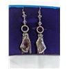 Image 2 : PAIR OF STERLING SILVER W/ EDGED GLASS STONES DANGLE EARRINGS 2.5" LENGTH EACH MARKED 925