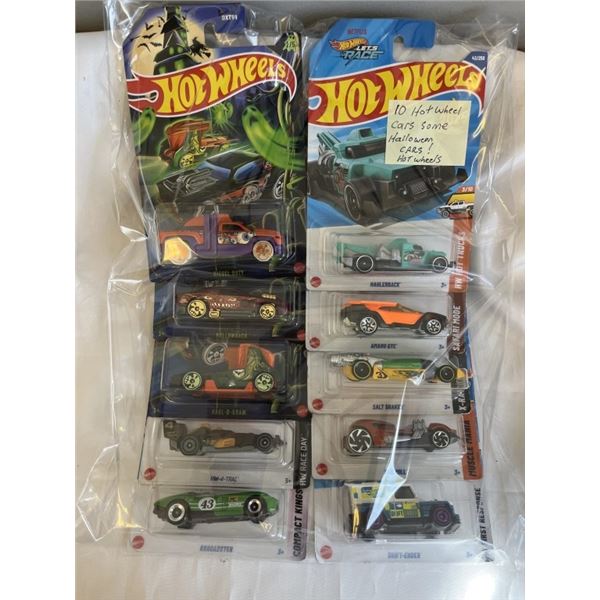10 HOT WHEELS CARS, SOME ARE HALLOWEEN CARS