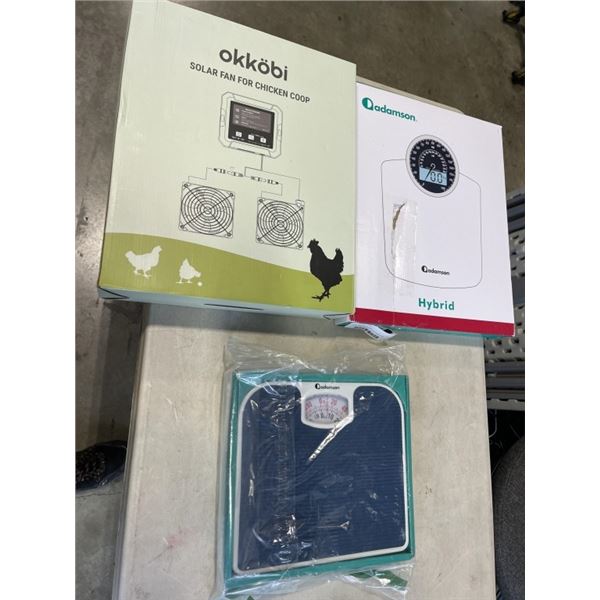 OKKOBI SOLAR FAN FOR CHICKEN COOP, ADAMSON HYBRID SCALE AND ADAMSON A21 SCALE