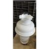 Image 5 : 2 VINTAGE COLONIAL STYLE MILK GLASS ELECTRIFIED LAMPS