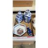 Image 4 : 2 TRAYS OF ASSORTED EASTERN PORCELAIN SERVING ITEMS AND LIDDED JARS ETC
