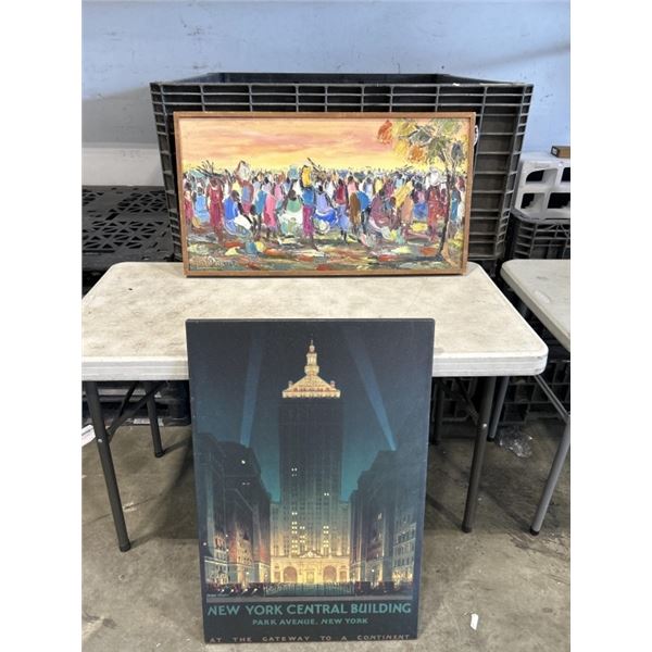 VINTAGE FRAMED PAINTING ON CANVAS, AND NEW YORK CENTRAL CANVAS