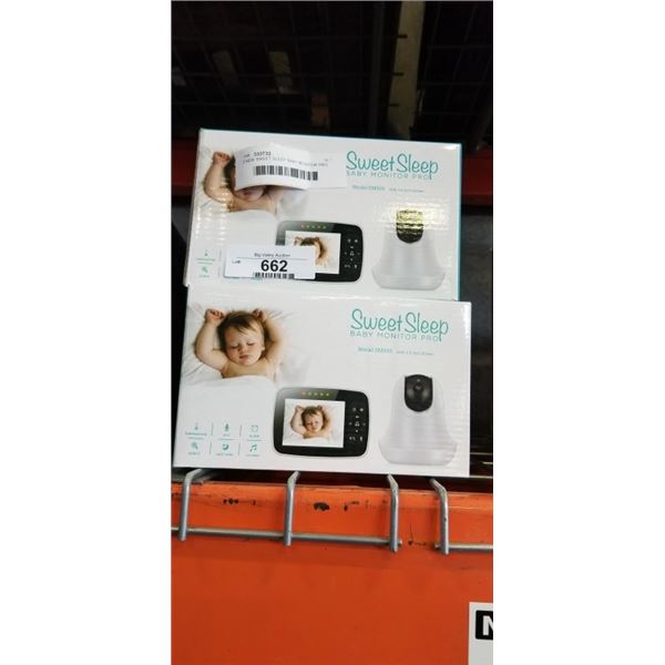2 NEW SWEET SLEEP BABY MONITOR PRO, 3.5 INCH DISPLAY, WITH TEMPERATURE, ALARM, NIGHT VISION AND LULL