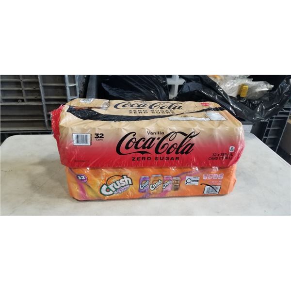 32 PACK OF CRUYSH MULTI FLAVOUR AND CASE OF COCA COLA VANILLA , SOME MAY BE MISSING