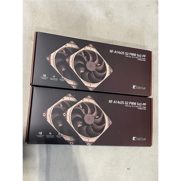 2 SETS OF NOCTUA CHROMAX 140MM PREMIUM FANS. MODEL NF-A14X25G2 PWM SX2-PP.