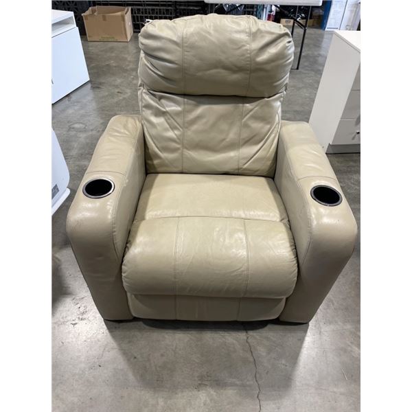 CREAM COLORED LEATHER RECLINER