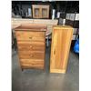 Image 1 : WALNUT SOLID WOOD 4 DRAWER SMALL DRESSER AND PINE SINGLE DOOR CABINET