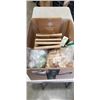 Image 1 : BOX OF AMAZON STOCK INCLUDING ZENO SHOWER CURTAINS, DISPOSABLE PONCHOS, WINE CORKS, SEA SHELL, PLAST