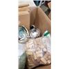Image 2 : BOX OF AMAZON STOCK INCLUDING ZENO SHOWER CURTAINS, DISPOSABLE PONCHOS, WINE CORKS, SEA SHELL, PLAST