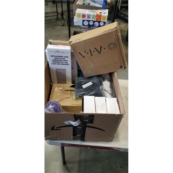 BOX OF LIFE SUPPLY AIR FILTERS AND A BEE KEEPING HAT