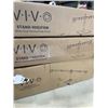 Image 2 : 2 VIVO WHITE DUAL MONITOR DESK STANDS, VIVO TRIPLE MONITOR DESK STAND, AND VIVO BLACK 40" TO 43" FLA