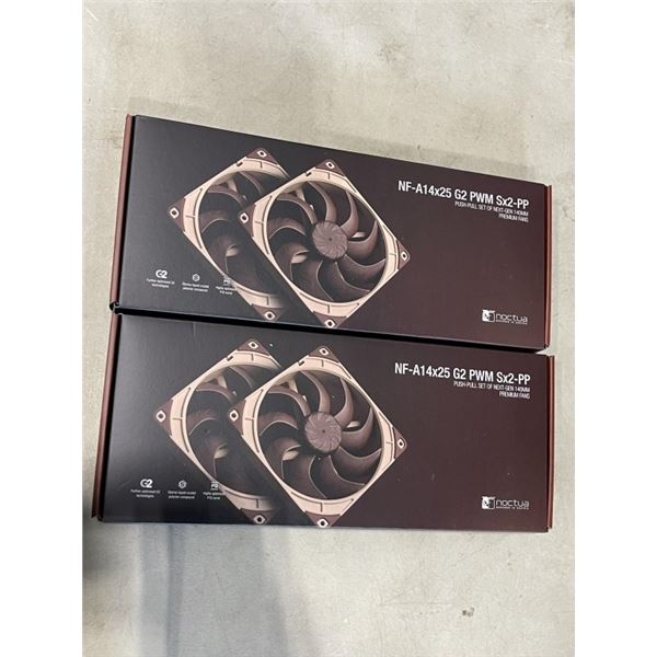 2 SETS OF NOCTUA CHROMAX 140MM PREMIUM FANS. MODEL NF-A14X25G2 PWM SX2-PP.