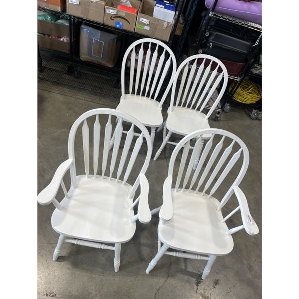 SET OF 4 WHITE HOOP BACK  DINING CHAIRS