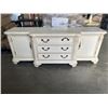 Image 1 : HIGHLY CARVED ANTIQUE WHITE EXECUTIVE SERVING CABINET