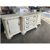 Image 2 : HIGHLY CARVED ANTIQUE WHITE EXECUTIVE SERVING CABINET