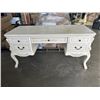 Image 1 : HIGHLY CARVED ANTIQUE WHITE EXECUTIVE PEDESTAL DESK