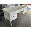 Image 2 : HIGHLY CARVED ANTIQUE WHITE EXECUTIVE PEDESTAL DESK