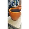 Image 3 : PAIR OF ORANGE PLASTIC PLANTERS 16 INCH TALL AND BROWN PLANTER