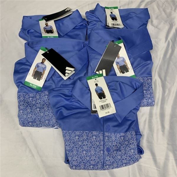 LOT OF 5 NEW MEN'S ADIDAS COLLARED SHIRTS SIZE  XL