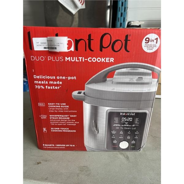 INSTANT POT DUO PLUS 9-IN-1 6QT ELECTRIC PRESSURE COOKER - TESTED WORKING