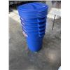 Image 2 : 5 NEW RUBBERMAID ROUGHNECK 121 LITRE BLUE GARABGE CANS WITH LIDS