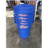 Image 1 : 5 NEW RUBBERMAID ROUGHNECK 121 LITRE BLUE GARABGE CANS WITH LIDS
