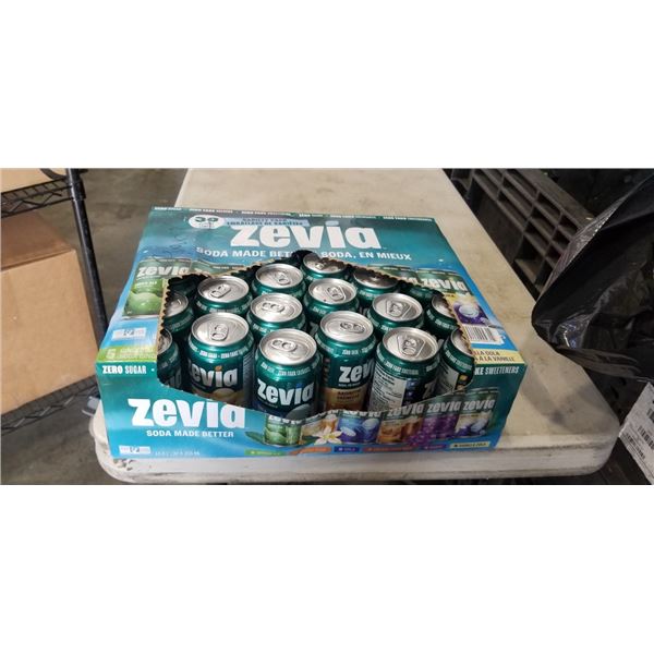 30 ZEVIA SODA VARIETY PACK. A COUPLE CANS MAY BE MISSING