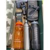 Image 2 : TRAY OF HOUSEHOLD ITEMS INCLUDING 3 WATER BOTTLES, AMBICO VIEO CASETTE REWINDER, TEXAS INSTRUMENTS T