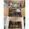 Image 1 : 2 BOXES OF ASSORTED VINTAGE GLASS AND CRYSTAL DRINK WARE, SETS OF 6, AND ASSORTED ITEMS