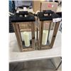 Image 1 : 2 NEW CANVAS LIGHT UP LANTERNS, WARM LED LIGHT, 20 INCH TALL