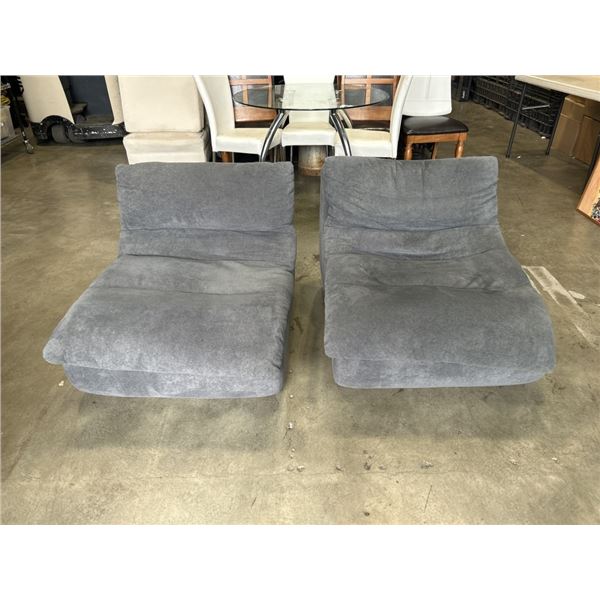 PAIR OF GREY FABRIC MCM LOOK LOUNGE CHAIRS