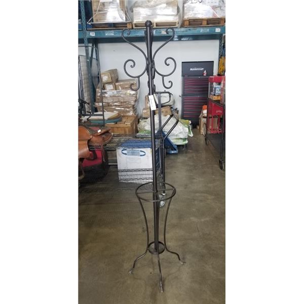 FREESTANDING METAL COAT RACK WITH UMBRELLA/CANE STAND