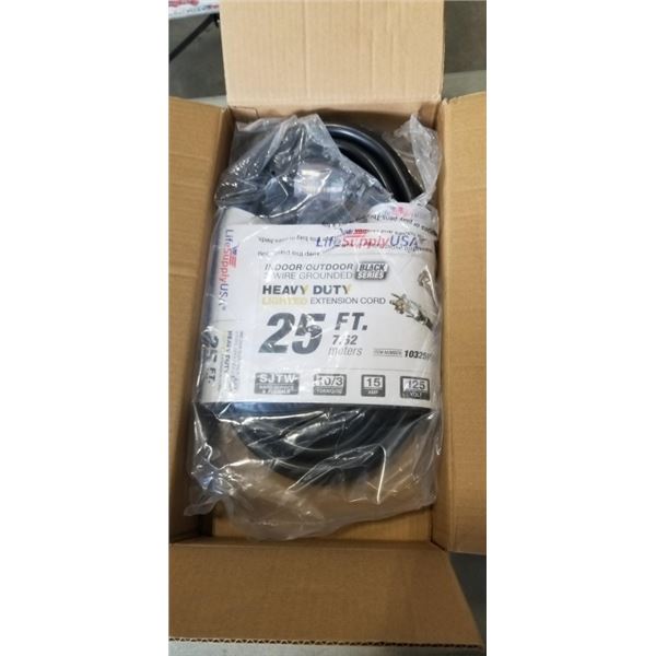 HEAVY DUTY 25 FT BLACK LIGHTED EXTENSION CORD. 10AWG/3C