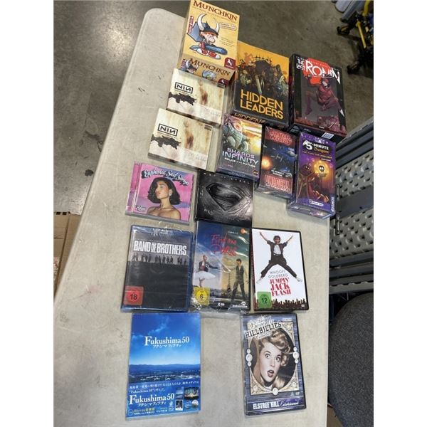 TRAY OF GAMES, CDS AND DVDS