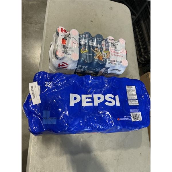 32 PACK OF PEPSI SOFT DRINKS AND CASE OF PROTEIN DRINKS, SOME MAY BE MISSING