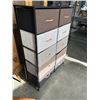 Image 2 : FABRIC STORAGE BIN OSHELF UNIT, 34 INCH WIDE, 12 INCH DEEP AND 47 INCH TALL, 10 BINS TOTAL