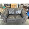 Image 1 : BROWN LEATHER LOVESEAT, NO RIPS OR TEARS