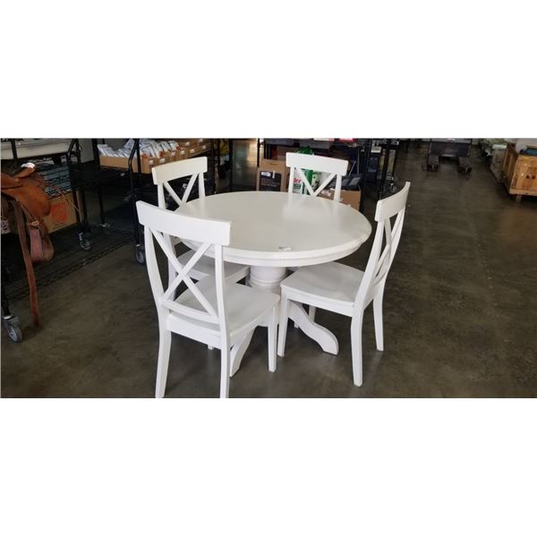 WHITE ROUND DINING TABLE WITH 4 CHAIRS