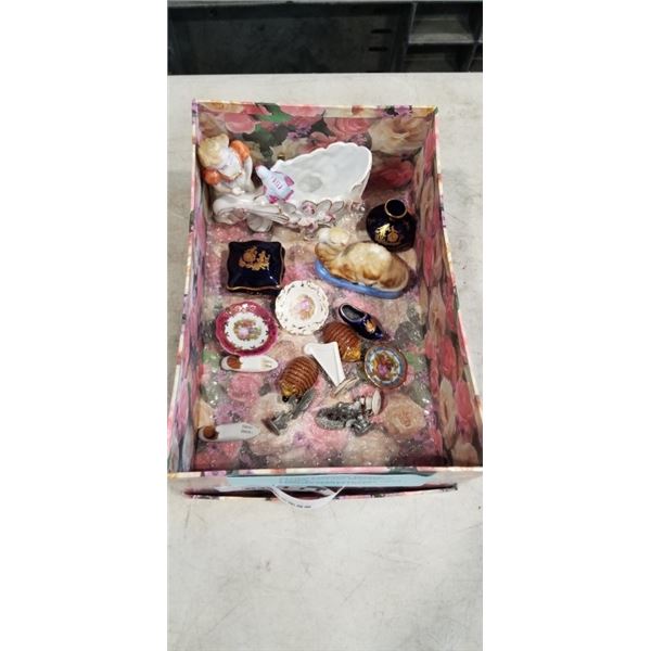 BOX OF COLLECTIBLES - LIMOGES, ETC