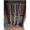 Image 2 : HANGING WOOD WALL CABINET W/ MISC NECKLACES AND BRACELETS