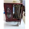 Image 1 : VINTAGE WOOD JEWELRY CASE W/ LOT OF JEWELRY CONTENTS