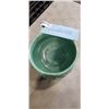 Image 3 : VINTAGE MCCOY-TEAL/GREEN GLAZE QUILTED LEAF JARDINIERE. NO CRACKS OR HAZING
