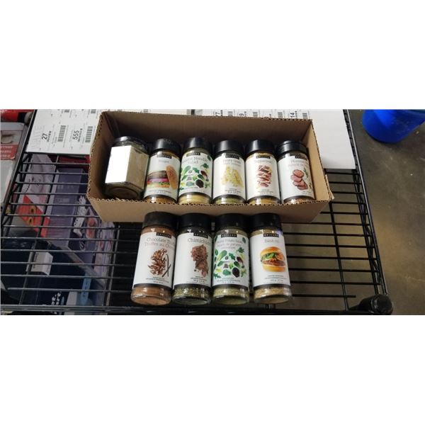TRAY OF 10 NEW ASSORTED EPICURE SPICES AND SEASONINGS