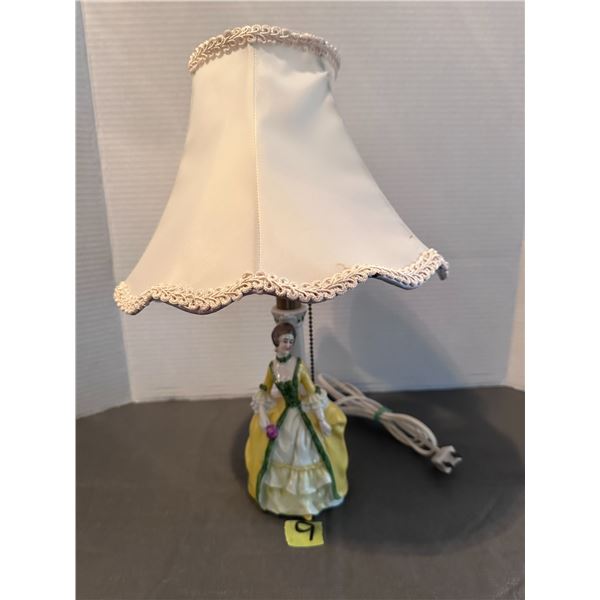 Table lamp with beautiful porcelain lady made in Germany